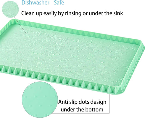 X-Haibei Large Silicone Cat Dog Food Mat 24 x 16 Inch, Waterproof Feeding Mat with Edges for Floor Table