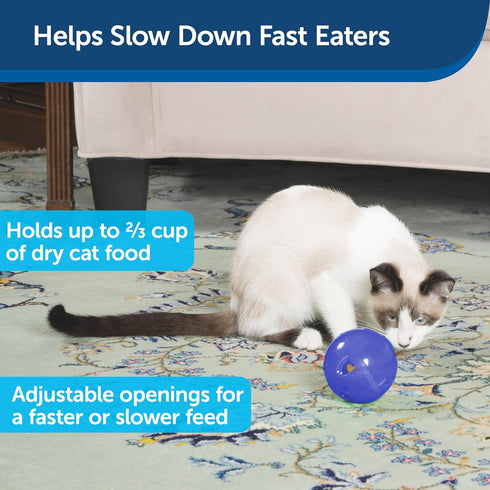 PetSafe SlimCat Interactive Feeder - Combines Play with Mealtime - Adjustable Portions - BPA-Free Plastic - Slow Feeder