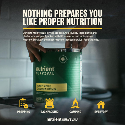 40 25 18 High Protein Oatmeal Instant, Hearty Apple Cinnamon, Freeze Dried Prepper Supplies & Emergency Food Supply