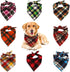 8 Pack Triangle Dog Bandanas, Reversible Plaid Painting Bibs, Washable Christmas Dog Apparel & Accessories Set
