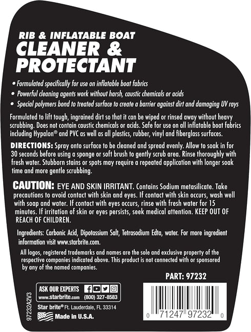 32 OZ (097232) STAR BRITE Rib & Inflatable Boat Cleaner & UV Protectant Spray - Lift Dirt, Grime & Restore Color While