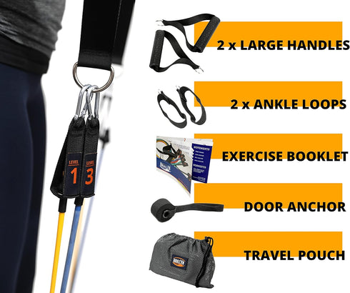 Resistance Bands Kit with Handles, 12-Piece Set with Travel Pouch for Gym Workouts, 150lbs