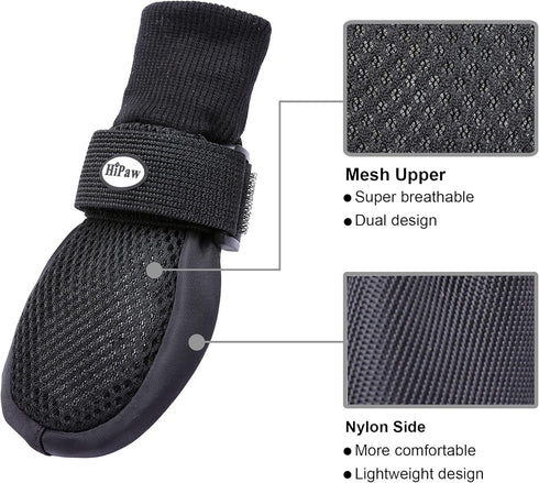 Hipaw Dog Shoes for Summer - Breathable Dog Boots for Medium Large Dogs, Comfortable Paw Protectors for Hiking