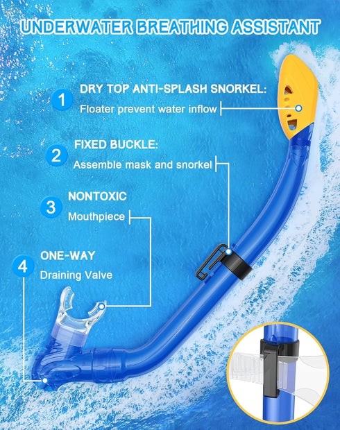 Gintenco Kids Snorkel Set, Unisex Diving Mask & Anti-Fog Diving Mask with Dry Top Snorkel Combo