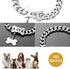 Silver Chain Dog Collar, 19mm Stainless Steel Cuban Link with Secure Snap Buckle for Small Medium Pitbull (19MM, 22")