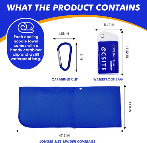 50 CSITE Cooling Hoodie Towels, Instant Cooling Towels for Neck and Face, UPF Sun Protection, Ice Towel for Hot