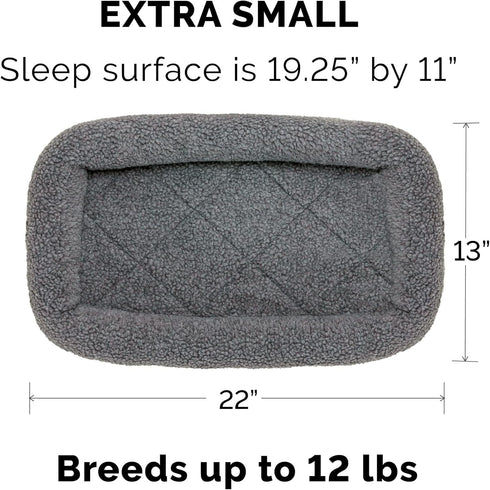 Furhaven Dog Bed for Extra Small Dogs & Indoor Cats, 100% Washable Sherpa Fleece Bolster Crate Pad - Gray, Extra Small
