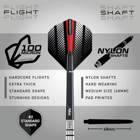 Red Dragon Sidewinder 30g Tungsten Steel Darts with Flights and Stems