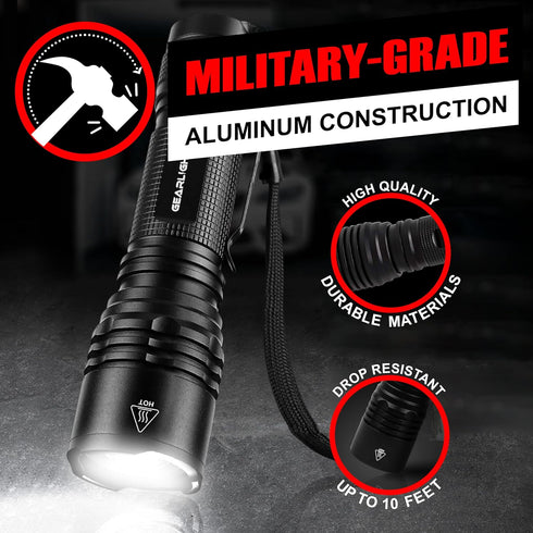 GearLight LED Tactical Flashlights - High Lumens Mini Flashlights for EDC Carry, Compact Emergency Gear, Water Resistant