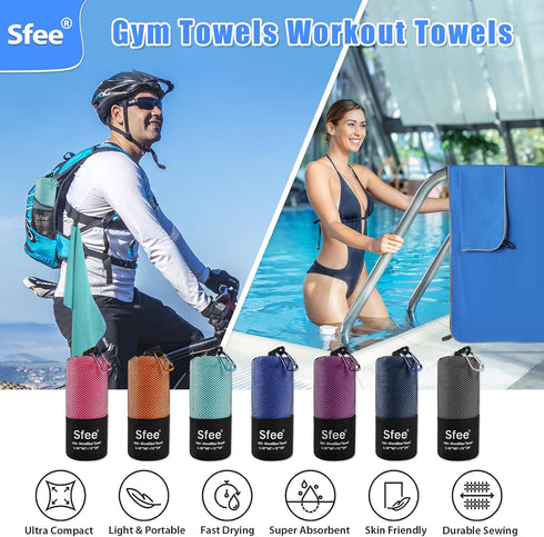 2 Pack Set Backpacking,Bath,Yoga Sfee Microfiber Travel Towel, Quick Dry Camping Towel Large Beach Towel Super