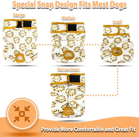 (3 Pack) (Small,Waist:0-10 inches) Langsprit Washable Female Dog Diapers - Doggie Reusable Small Medium Large Dog
