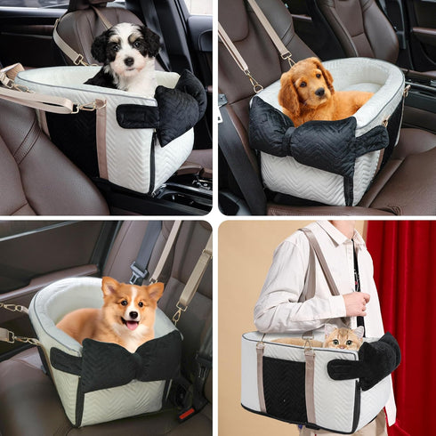 15 Lb Dog Car Seat for Small Dogs Adjustable Portable Center Console Dog Car Seat Removable Cat Booster Cars Seats