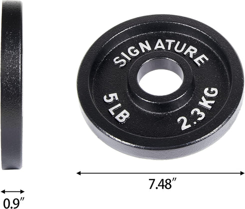 Signature Fitness Deep Dish 2-Inch Olympic Cast Iron Weight Plates - E-Coating for Durability