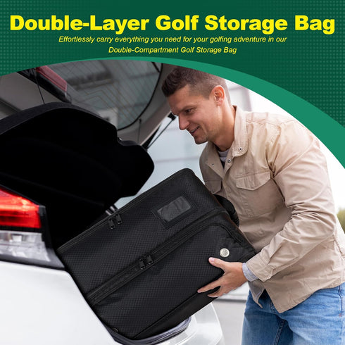 HIMAL HIMAL 2 Layer Golf Trunk Organizer, Collapsible Waterproof Car Golf Bag with Ventilation Compartment