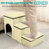 Fhiny 3-Steps Foldable Dog Stairs with Storage, Non-Slip Puppy Steps for High Bed & Couch, Khaki, Holds 160 lbs