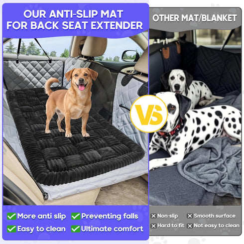 (50"x24.6") Dog Car Bed Mat, Non-Slip Backseat Extender Pet Blanket, Plaid Dog Bed for SUVs, Sedans & Trucks