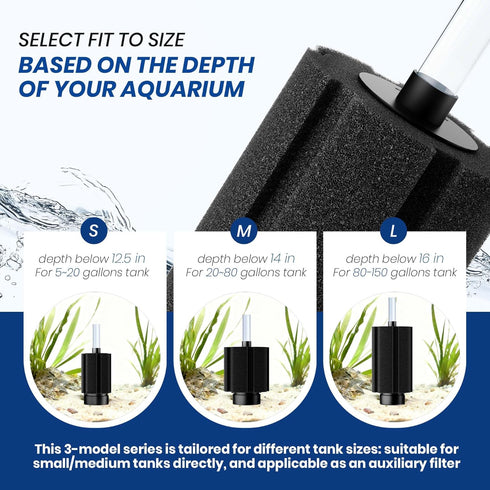 100 125 (3 ALEGI Aquarium Large Sponge Filter Gallon - Gallon Sponge Filter with Air Stone for Large Fish Tank pcs)
