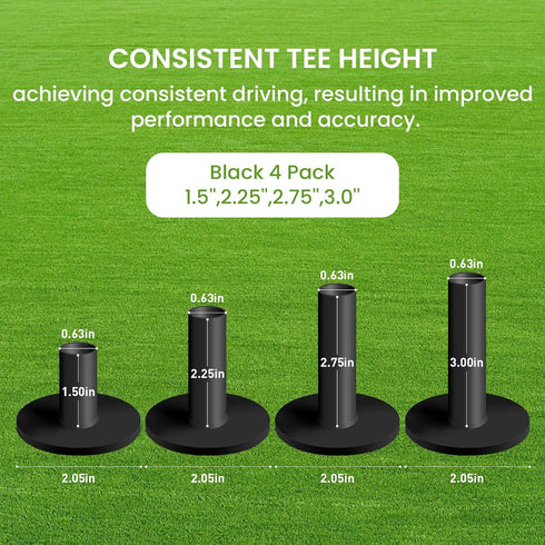 Golf Rubber Tees, Professional Durable Tee Set for Driving Range, Different Sizes for Indoor Outdoor Practice