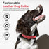 PetiFine Leather Dog Collar with Airtag Holder, Soft Padded Adjustable Rust-proof Metal Buckle for Small Medium Large