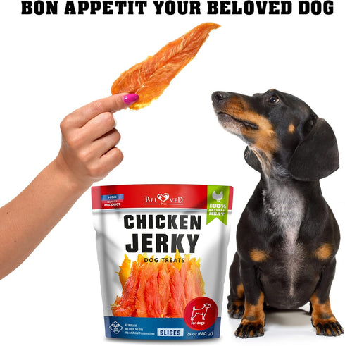 1.5 lb Pack Beloved Pets Dog Treats Chicken Jerky Dog Food & High Protein Chews for Large, Medium & Small Breeds
