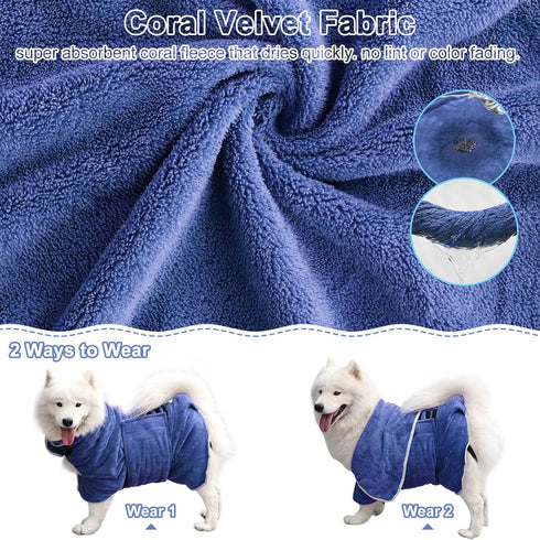 Gimilife Dog Towel, Dog Bathrobe Pet Grooming Towel Drying Coat Robes for After Bath Collection Absorbent Microfiber