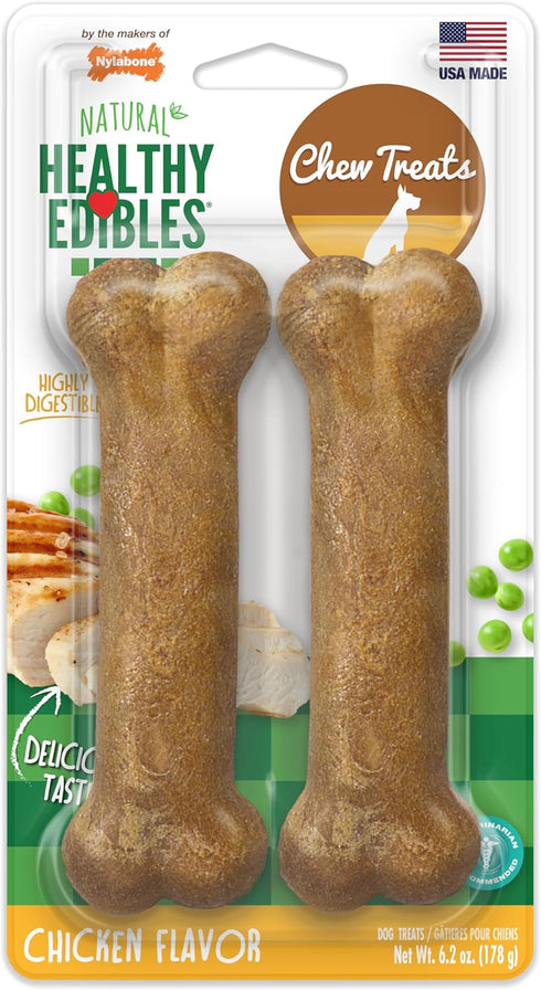 Nylabone Healthy Edibles Natural Dog Chews Long Lasting Chicken Flavor Treats for