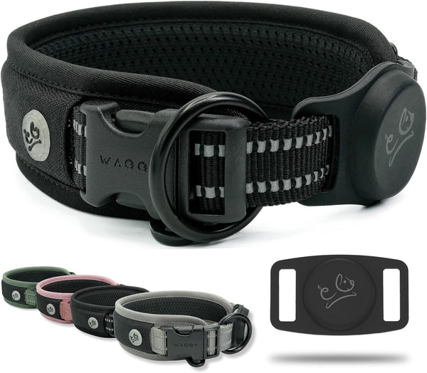 Airtag Dog Collar, Premium Holder with Adjustable Heavy Duty 3M Reflective No Chafing Ultra Soft Air Mesh for Small