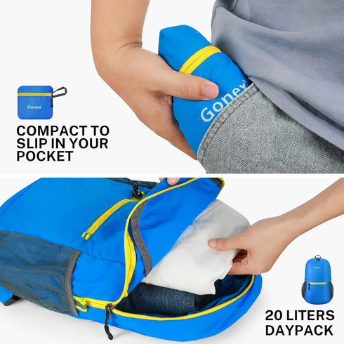 Gonex Ultra Lightweight Packable Backpack, 20L Daypack for Camping & Outdoor Travel