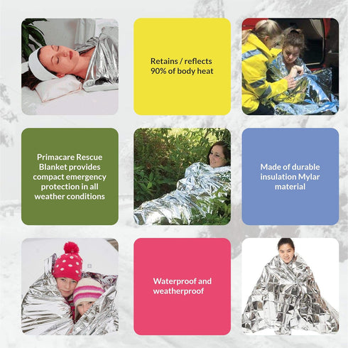 Primacare HB-10 Emergency Foil Mylar Thermal Blanket (Pack of 10), 52" x 84", Silver