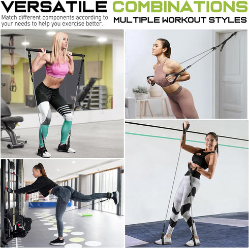 Pilates Bar Kit with Resistance Bands, Multifunctional Heavy-Duty Bar for Women & Men, Home Equipment for Workouts