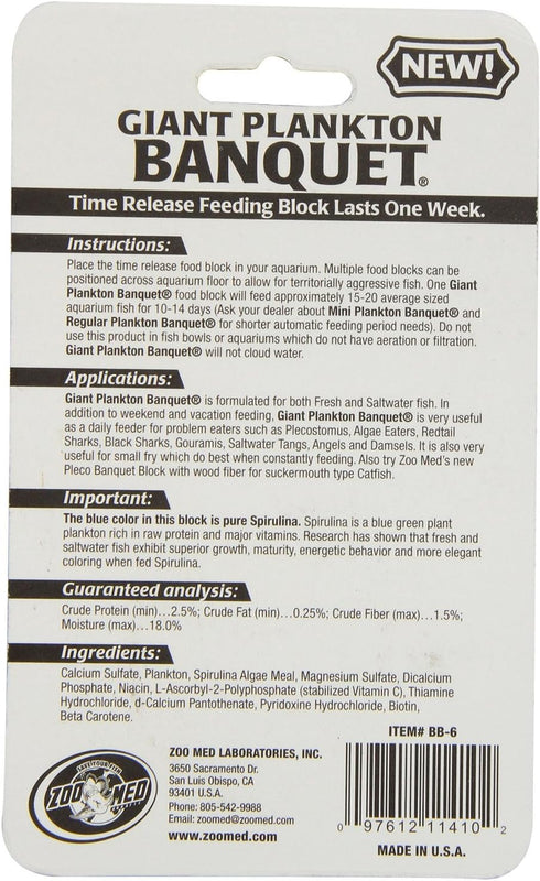 Zoo Med Laboratories AZMBB6 Plankton Banquet Block Feeder Giant, 2 Count