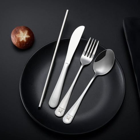 Travel Utensils Set, Reusable Camping Cutlery Set, Stainless Steel Flatware with Case, Includes Knife/Fork/Spoon/Straw
