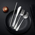 Travel Utensils Set, Reusable Camping Cutlery Set, Stainless Steel Flatware with Case, Includes Knife/Fork/Spoon/Straw