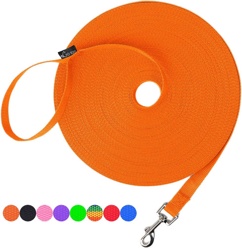 Hi Kiss Dog/Puppy Obedience Recall Training Agility Lead - 15ft, 20ft, 30ft, 50ft, 100ft Leash - Orange 30ft