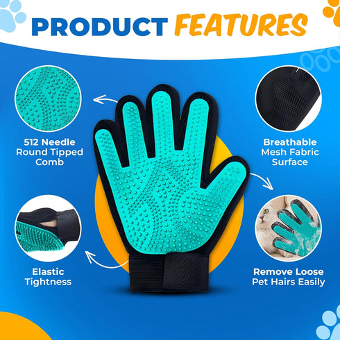 Petandzy Pet Hair Removal Glove for Dogs & Cats Dog Grooming Gloves for Shedding, Pet Hair Remover Glove Pet Grooming