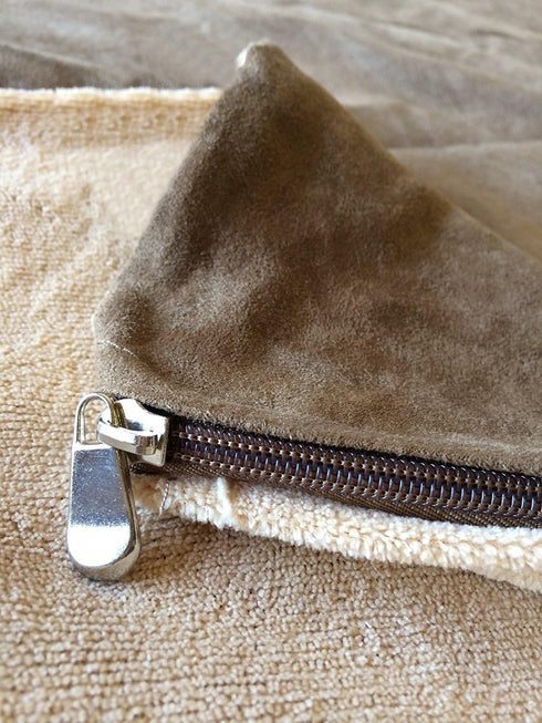 Replacement Beige Coral Fleece Micro Plush MicroSuede External Zippered Duvet Cover, 51''x33'', Fits (47"x29"x4") Dog