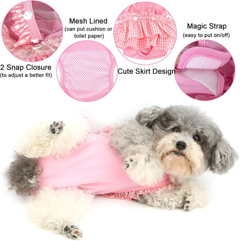 Zunea Washable Female Small Dog Diapers for XS/S Size Dogs Adjustable Suspender Reusable Puppy Sanitary Diaper Pantie