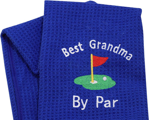 JXGZSO Grandma Golf Towel, Embroidered Gift for Best Grandma by Par Golf Towel