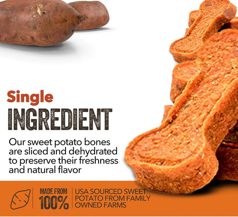 Gaines Family Farmstead Sweet Potato Dog Bones - All-Natural, Grain Free Dog Treats, 2 Pound Bag