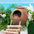 U0U Hermit Crab Coconut Husk Hut with Branch Ladder,Coconut House Hermit Crab Shells Reptile Habitat,Coconut Nest