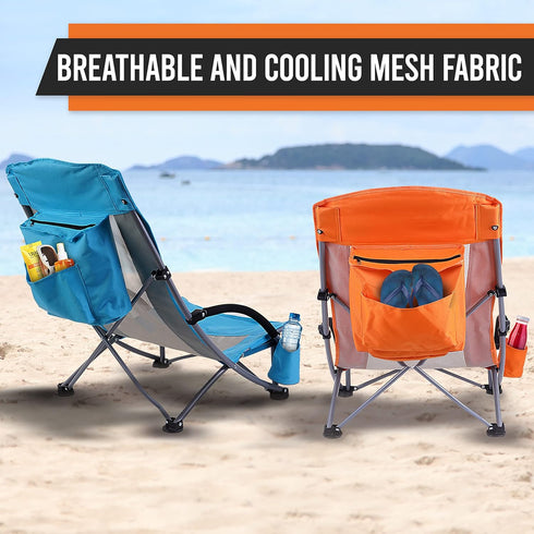 Nice C Beach Chair, Sling Sand River Chairs for Adults, Sillas De Playa, Beach Seat with Cooler High Back, Cup Holder