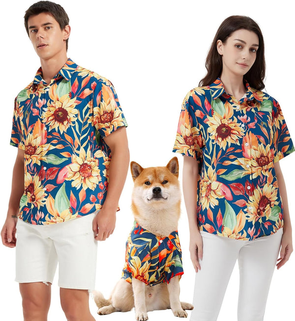 Dog Shirt Hawaiian | Pet Summer T-Shirts with Floral Design, Cool Clothes for Dogs, Sold Separately