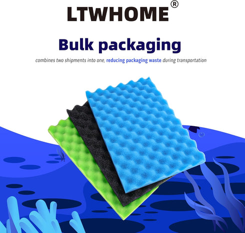 LTWHOME Fish Pond Foam Filter Sponge Set, 17" X 11", Pack of 3 Sets