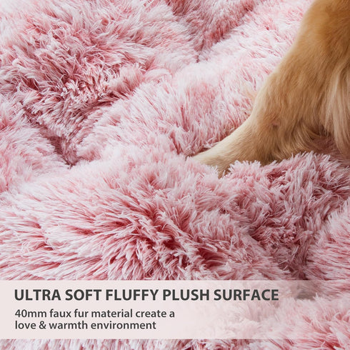 BFPETHOME Dog Beds for Large Dogs, Plush Cozy Crate Bed, Washable Anti-Slip Mats for Large Medium Dogs (42, Pink)