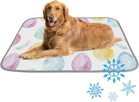 imiBBWQu Dog Cooling Mat Watercolor Easter Eggs Cooling Dog Bed Mat Washable Cat