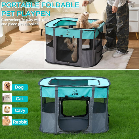 (Medium31.5" 23.6" 21.7" Portable Foldable Pet Playpen Collapsible Crates Kennel Playpen for Dog cat and Rabbit &Travel