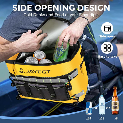 Kayak Cooler Behind Seat, Waterproof Bag Compatible with Lawn-Chair Seat, Portable Ice Chest for Fishing, Beach, Travel
