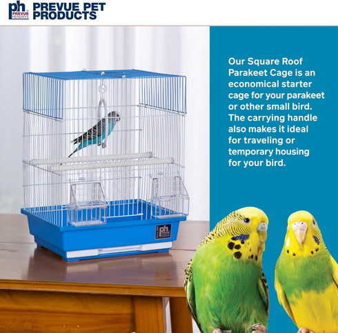 Prevue Pet Products Flat Top Economy Cage, Blue Plastic Base, for Parakeet and Small Birds