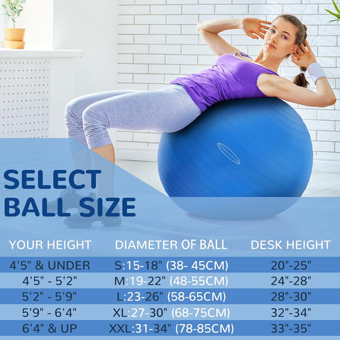 Fitvids Anti-Burst Exercise Ball for Fitness & Yoga