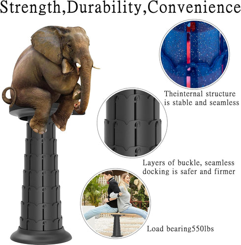 20.4" 550lbs ALEVMOOM Upgraded Portable Collapsible Folding Stool with Cushion Retractable Telescoping Stool for Adults